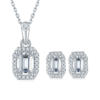 Light luxury rectangular S925 silver plated platinum Moissanite diamond pendant earring set 3